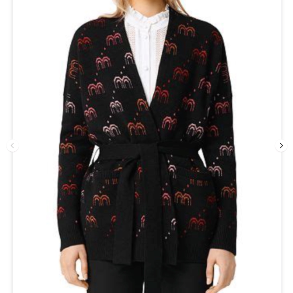 Maje Women's Melon Knit Wrap Cardigan Black Size 3 Us L 21291